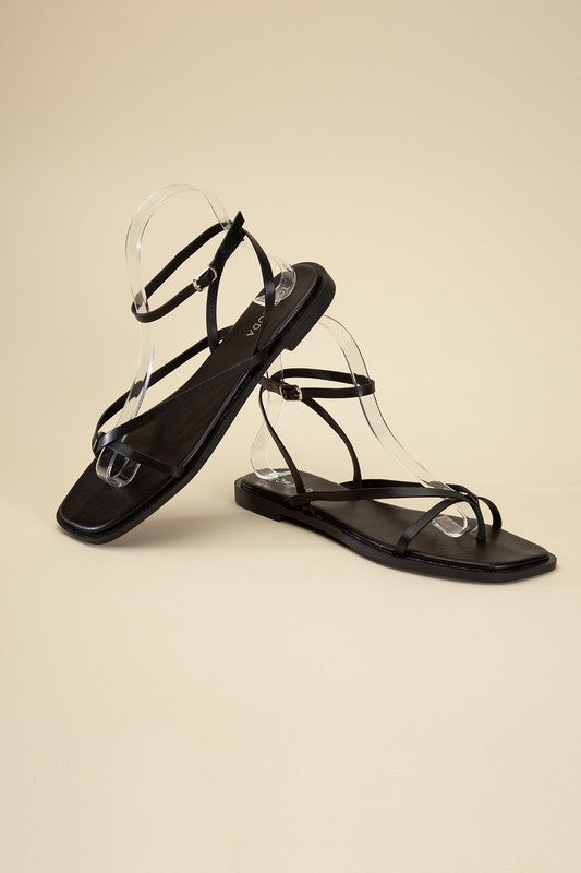 ELIO-1 Flat Sandals BLACK 5.5 by Top Guy Footwear | Fleurcouture