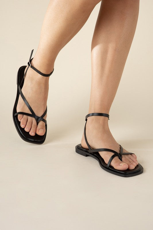 ELIO-1 Flat Sandals BLACK 6 by Top Guy Footwear | Fleurcouture