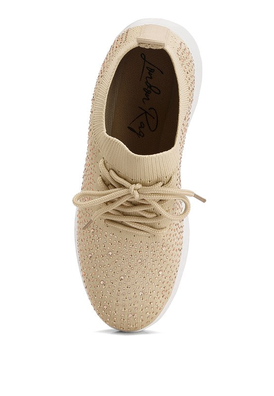 Elizha Stud Embellished Lace Up Sneakers by Rag Company | Fleurcouture