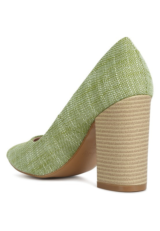 Elsie Canvas Block Heel Pumps by Rag Company | Fleurcouture