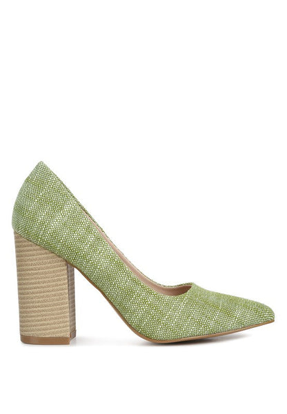 Elsie Canvas Block Heel Pumps by Rag Company | Fleurcouture