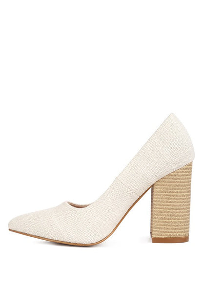 Elsie Canvas Block Heel Pumps by Rag Company | Fleurcouture