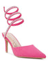 Elvira Rhinestone Embellished Strap Up Sandals Fushia 7 by Rag Company | Fleurcouture