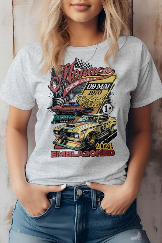 Emblazoned Race, Retro Vintage Graphic Tee Ash S by Rebel Stitch | Fleurcouture