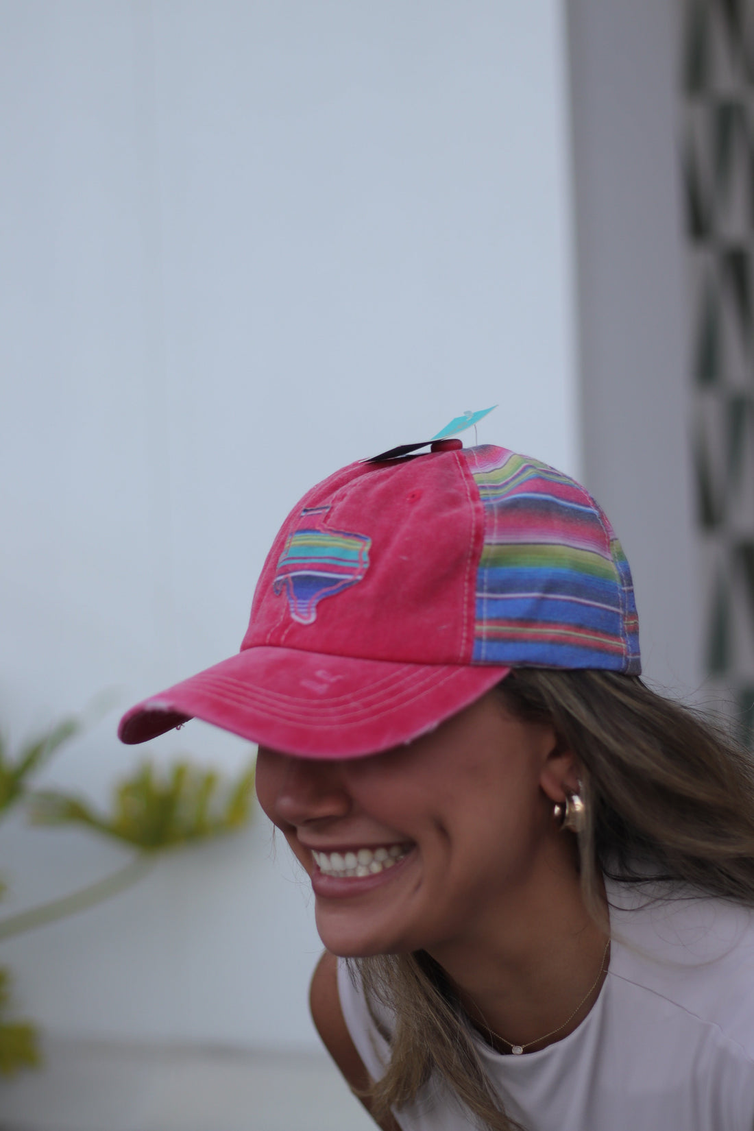 Embroidered Serape Texas on Bright Red Hat with Serape Fabric Multi One Size Hats & Headwear by Custom | Fleurcouture
