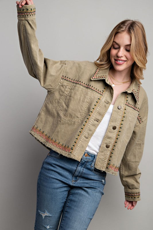 EMBROIDERED WASH COTTON JACKET by Sweet Generis | Fleurcouture