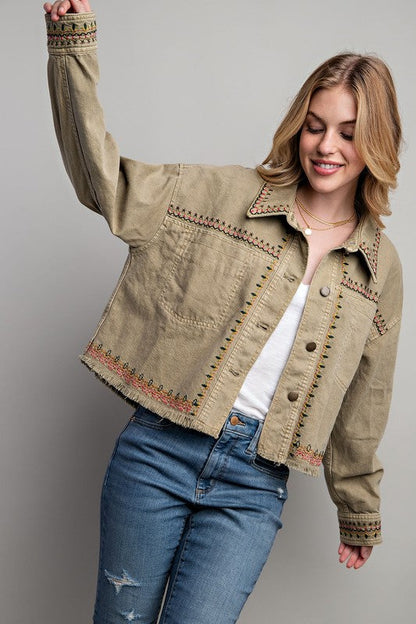 EMBROIDERED WASH COTTON JACKET by Sweet Generis | Fleurcouture