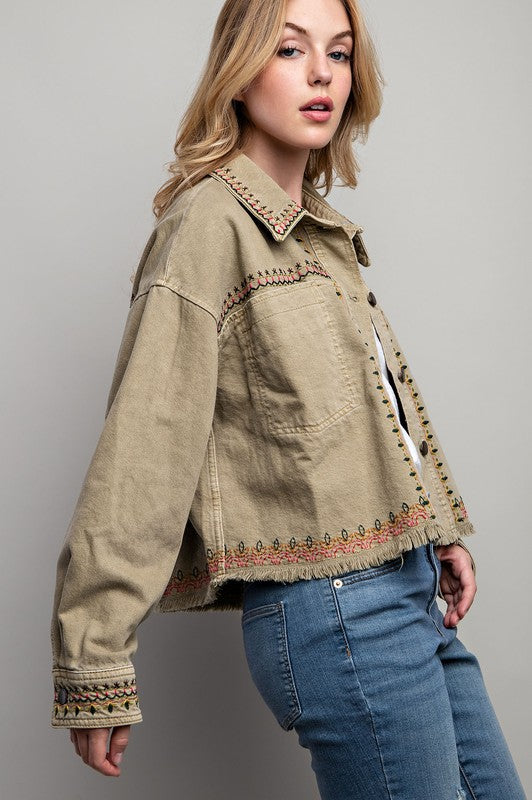 EMBROIDERED WASH COTTON JACKET by Sweet Generis | Fleurcouture