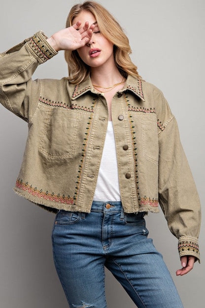 EMBROIDERED WASH COTTON JACKET by Sweet Generis | Fleurcouture