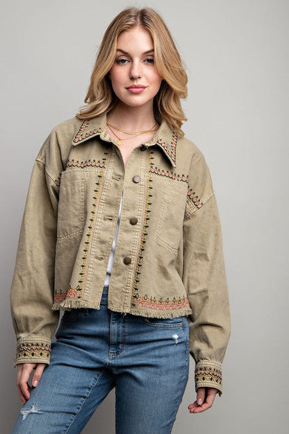 EMBROIDERED WASH COTTON JACKET by Sweet Generis | Fleurcouture