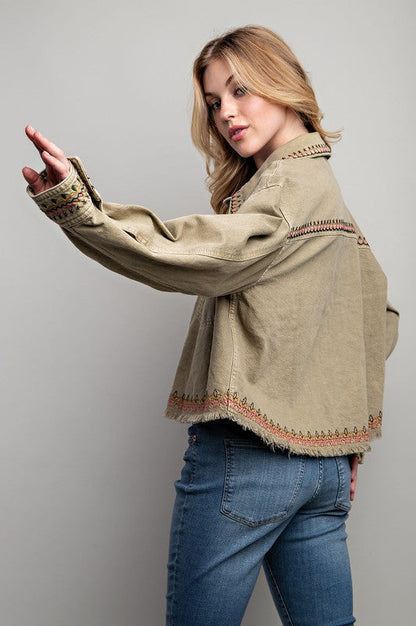 EMBROIDERED WASH COTTON JACKET by Sweet Generis | Fleurcouture