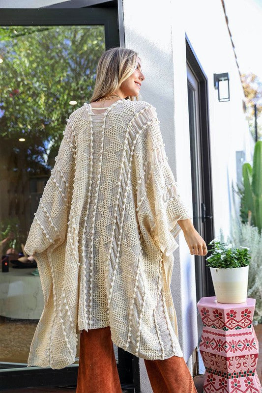 Embroidered Zig Zag Soft Kimono One Size by Leto Accessories | Fleurcouture