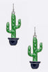 Enamel Catus Iconic Earrings Green O/S by LA Jewelry Plaza | Fleurcouture