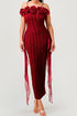 Enchanting Rose Off-Shoulder Dress BURGUNDY S by Athina | Fleurcouture