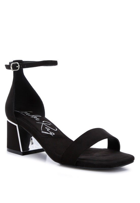 Eshe Block Heel Sandals Black US-5 / UK-3 / EU-36 by Rag Company | Fleurcouture