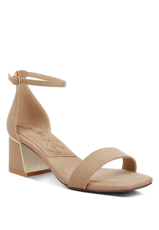 Eshe Block Heel Sandals Taupe US-5 / UK-3 / EU-36 by Rag Company | Fleurcouture