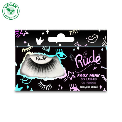 Essential Faux Mink 3D Lashes Babydoll False Eyelashes by Rude Cosmetics | Fleurcouture