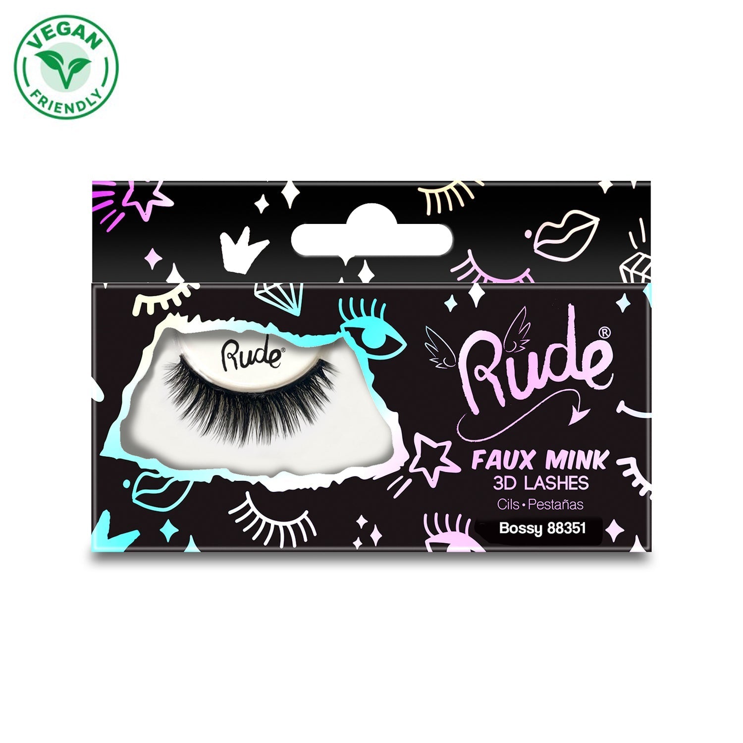 Essential Faux Mink 3D Lashes Bossy False Eyelashes by Rude Cosmetics | Fleurcouture