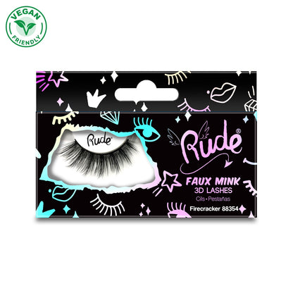 Essential Faux Mink 3D Lashes Firecracker False Eyelashes by Rude Cosmetics | Fleurcouture