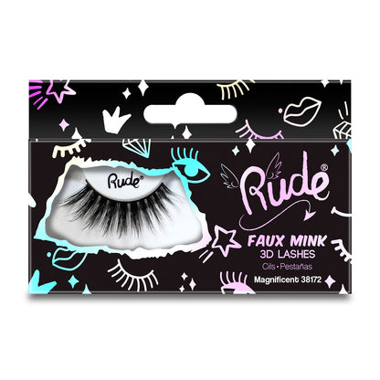 Essential Faux Mink 3D Lashes Magnificent False Eyelashes by Rude Cosmetics | Fleurcouture