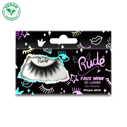 Essential Faux Mink 3D Lashes Whisper False Eyelashes by Rude Cosmetics | Fleurcouture