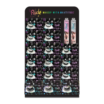 Essential Faux Mink Lashes Tabletop Display Set A, 102 pcs Wholesale Set by Rude Cosmetics | Fleurcouture