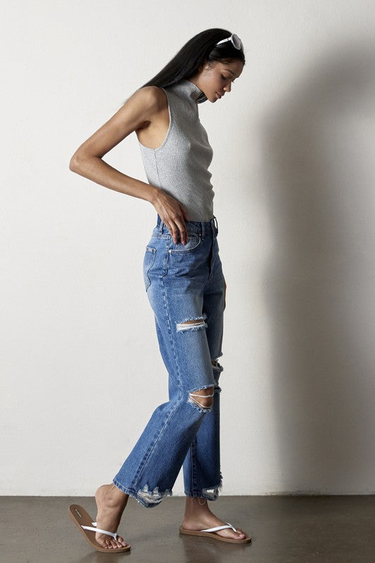 ESTRUCTED STRAIGHT JEANS AGED DARK by Insane Gene | Fleurcouture