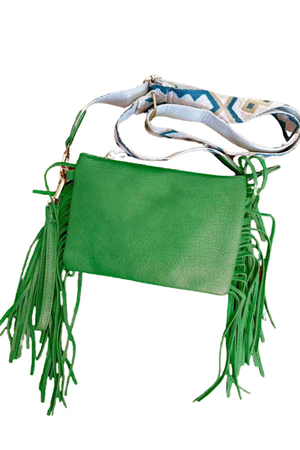 ETA 6/24 - Sedona Green Fringe Crossbody Bag WS 640 Handbags by Nash Grey Wholesale | Fleurcouture