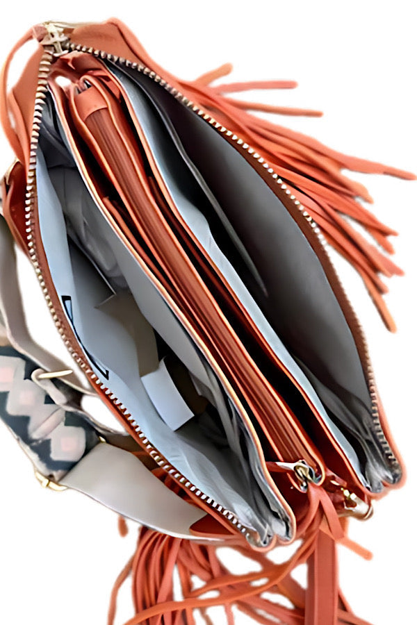 ETA 6/24 - Sedona Orange Fringe Crossbody Bag WS 640 Handbags by Nash Grey Wholesale | Fleurcouture