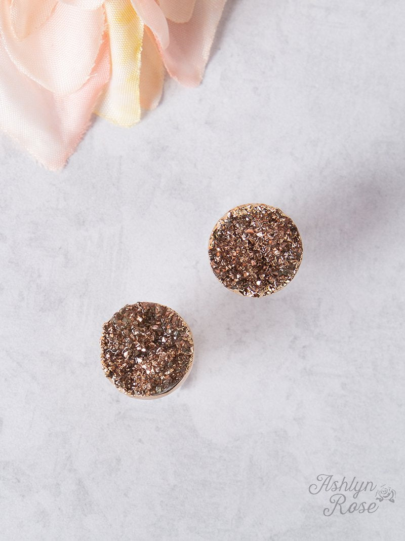 Everyday, Everywhere Druzy Stud, Rose Gold Rosegold One Size Earrings by Ashlyn Rose | Fleurcouture