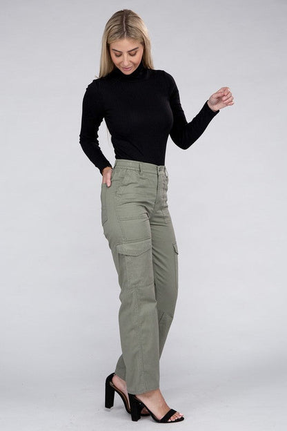 Everyday Wear Elastic-Waist Cargo Pants by Ambiance Apparel | Fleurcouture