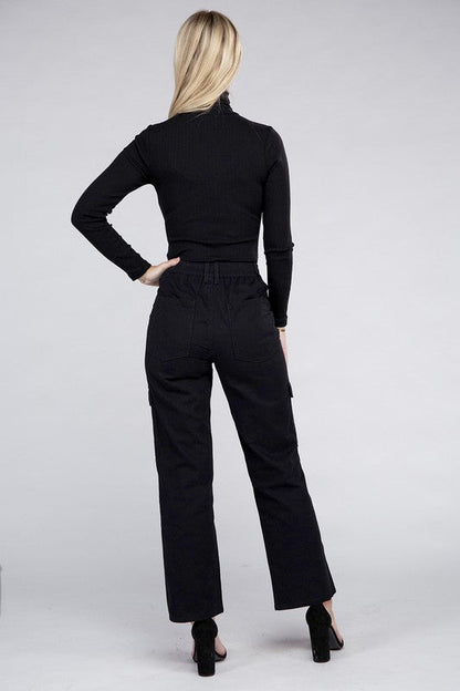 Everyday Wear Elastic-Waist Cargo Pants by Ambiance Apparel | Fleurcouture