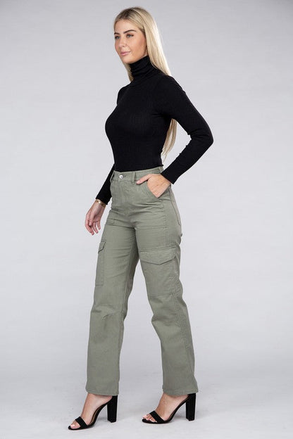 Everyday Wear Elastic-Waist Cargo Pants by Ambiance Apparel | Fleurcouture