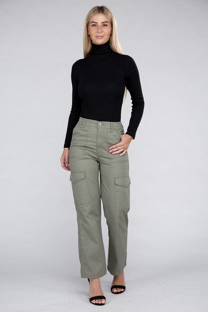 Everyday Wear Elastic-Waist Cargo Pants by Ambiance Apparel | Fleurcouture