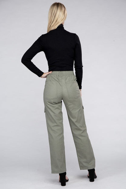 Everyday Wear Elastic-Waist Cargo Pants by Ambiance Apparel | Fleurcouture