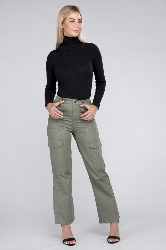 Everyday Wear Elastic-Waist Cargo Pants by Ambiance Apparel | Fleurcouture