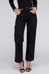 Everyday Wear Elastic-Waist Cargo Pants Black S by Ambiance Apparel | Fleurcouture