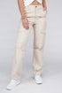 Everyday Wear Elastic-Waist Cargo Pants Khaki S by Ambiance Apparel | Fleurcouture