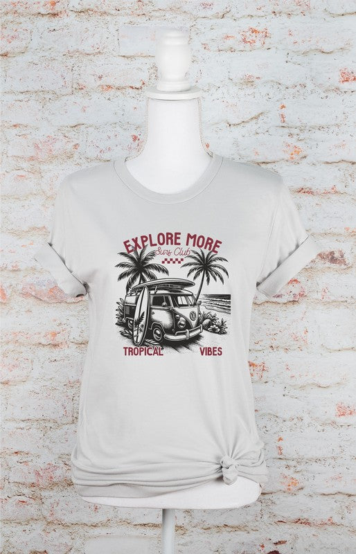 Explore More Tropical Vibes Graphic Tee Silver L by Ocean and 7th | Fleurcouture