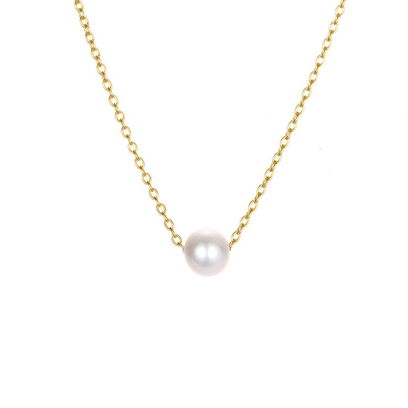 explosion accessories simple pearl pendant stainless steel gold-plated necklace clavicle chain distribution Gold Jewelry by Fleurcouture | Fleurcouture