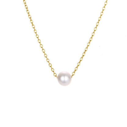 explosion accessories simple pearl pendant stainless steel gold-plated necklace clavicle chain distribution Gold Jewelry by Fleurcouture | Fleurcouture