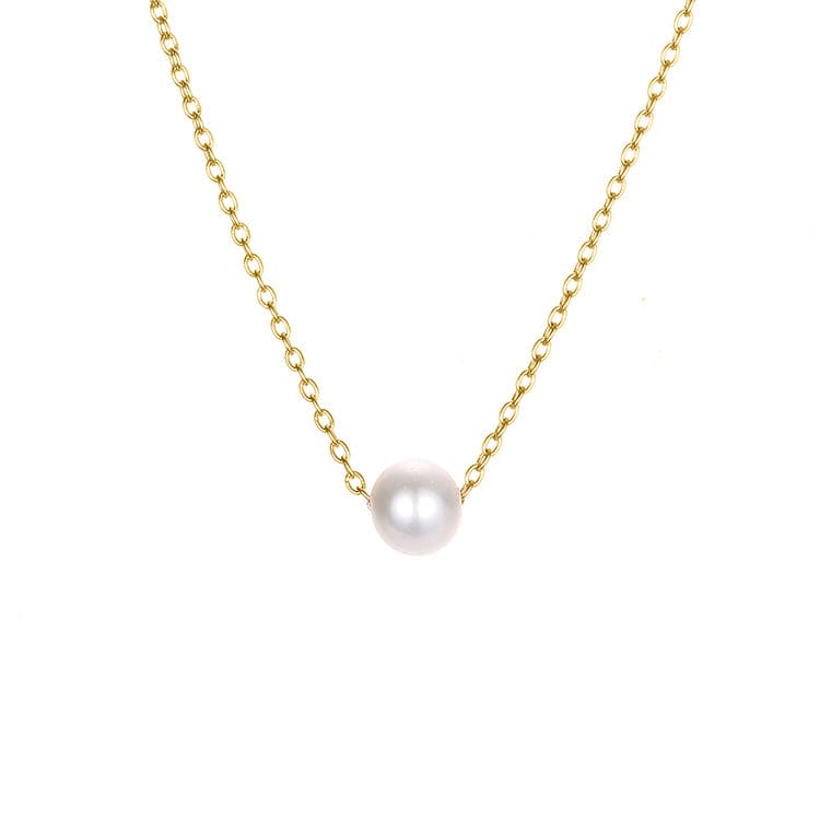 explosion accessories simple pearl pendant stainless steel gold-plated necklace clavicle chain distribution Jewelry by Fleurcouture | Fleurcouture