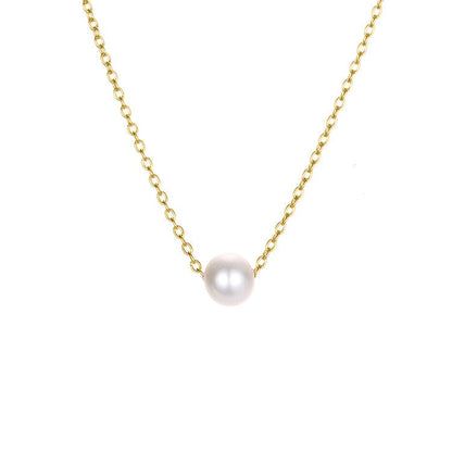 explosion accessories simple pearl pendant stainless steel gold-plated necklace clavicle chain distribution Jewelry by Fleurcouture | Fleurcouture
