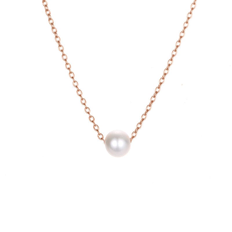 explosion accessories simple pearl pendant stainless steel gold-plated necklace clavicle chain distribution Rose Gold Jewelry by Fleurcouture | Fleurcouture