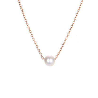 explosion accessories simple pearl pendant stainless steel gold-plated necklace clavicle chain distribution Rose Gold Jewelry by Fleurcouture | Fleurcouture