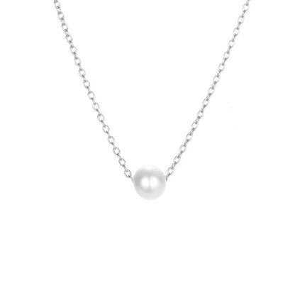 explosion accessories simple pearl pendant stainless steel gold-plated necklace clavicle chain distribution Steel Color Jewelry by Fleurcouture | Fleurcouture