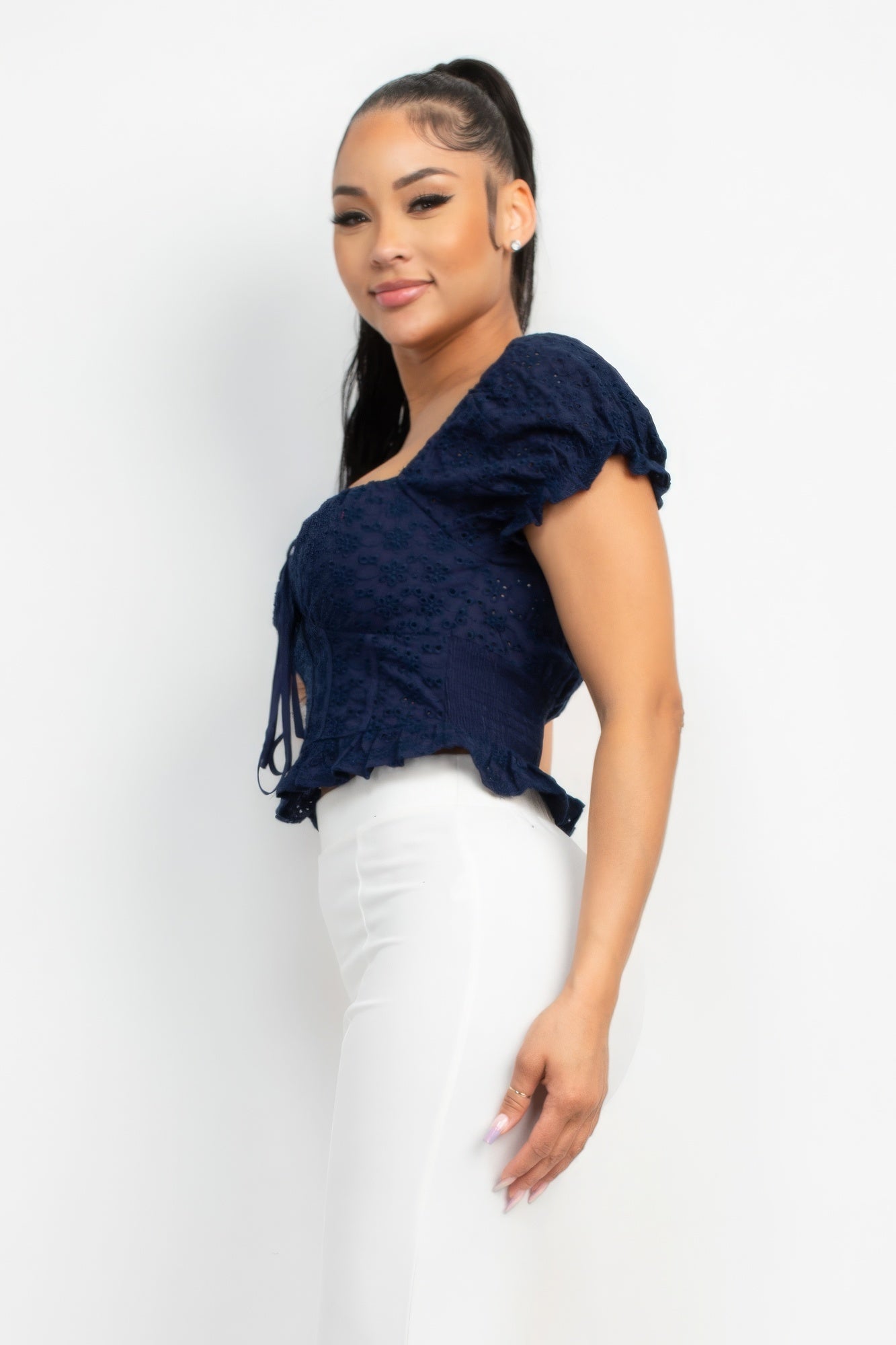 Eyelet Embroidered Smock Top Tops by Fleurcouture | Fleurcouture