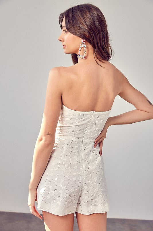 Eyelet Ruffle Romper WHITE by Do + Be Collection | Fleurcouture