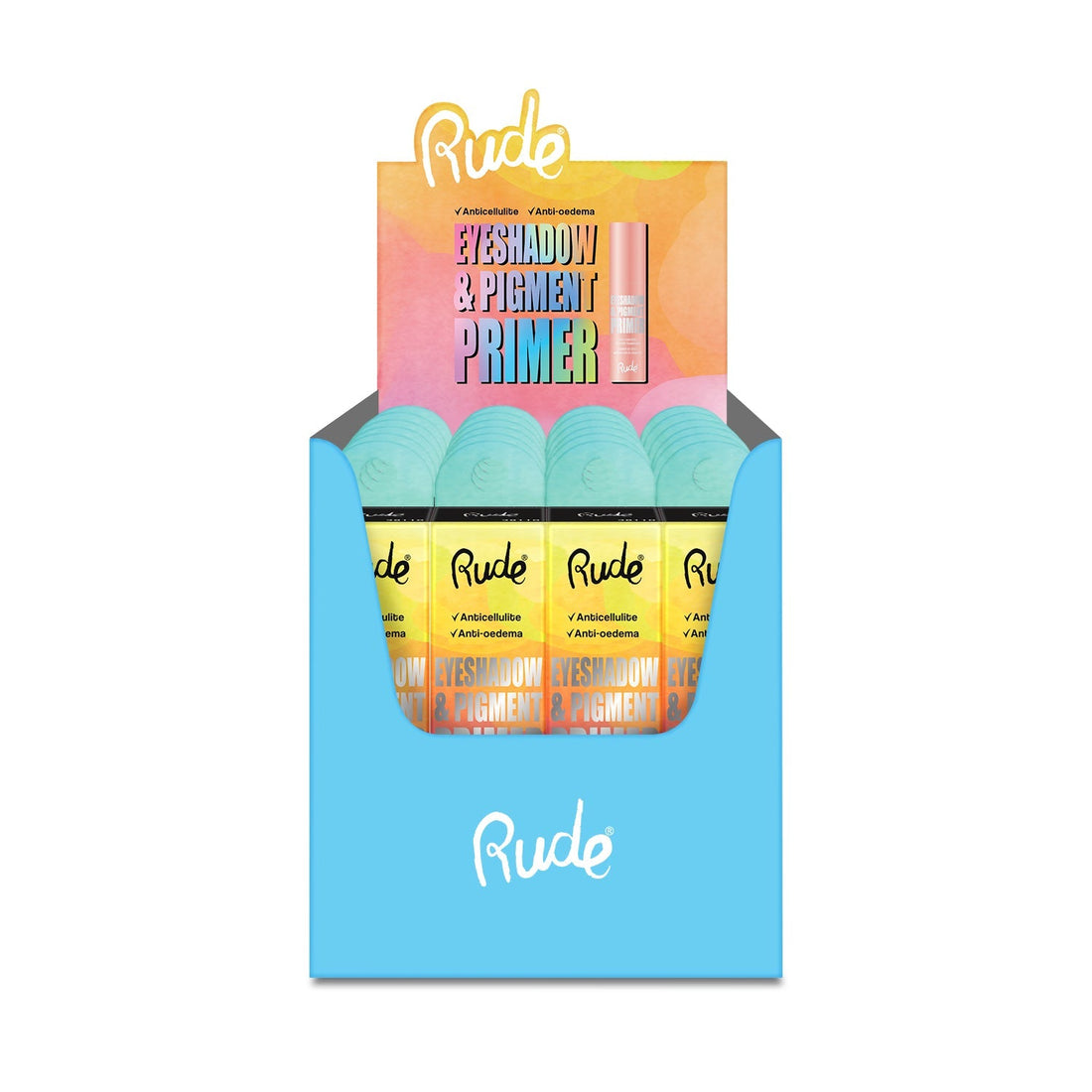 Eyeshadow & Pigment Primer Paper Display, 24pcs Wholesale Set by Rude Cosmetics | Fleurcouture