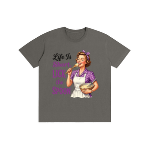 Lifeistooshortlickthespoon,lifeistooshort,funny,sarcastic,retro,1950s,tee,tshirt